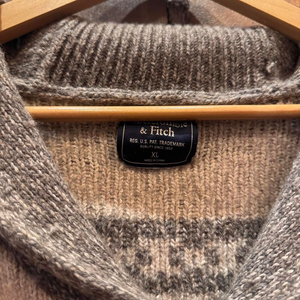 Abercrombie & Fitch Wool Outdoors Cardigan Sweater Fair Isle Size XL - Picture 4 of 6